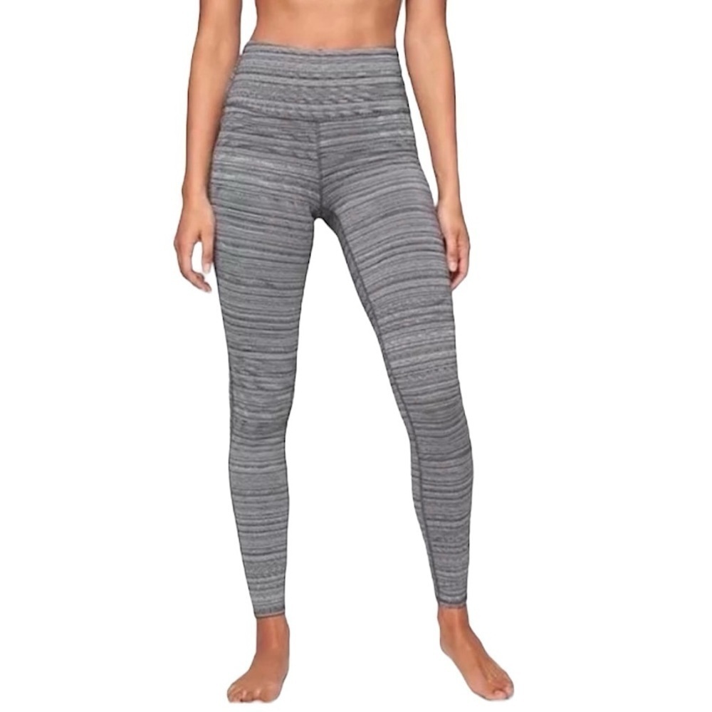 Athleta High Rise Jacquard Chaturanga Tight Leggings Textured Grey Black Size XS